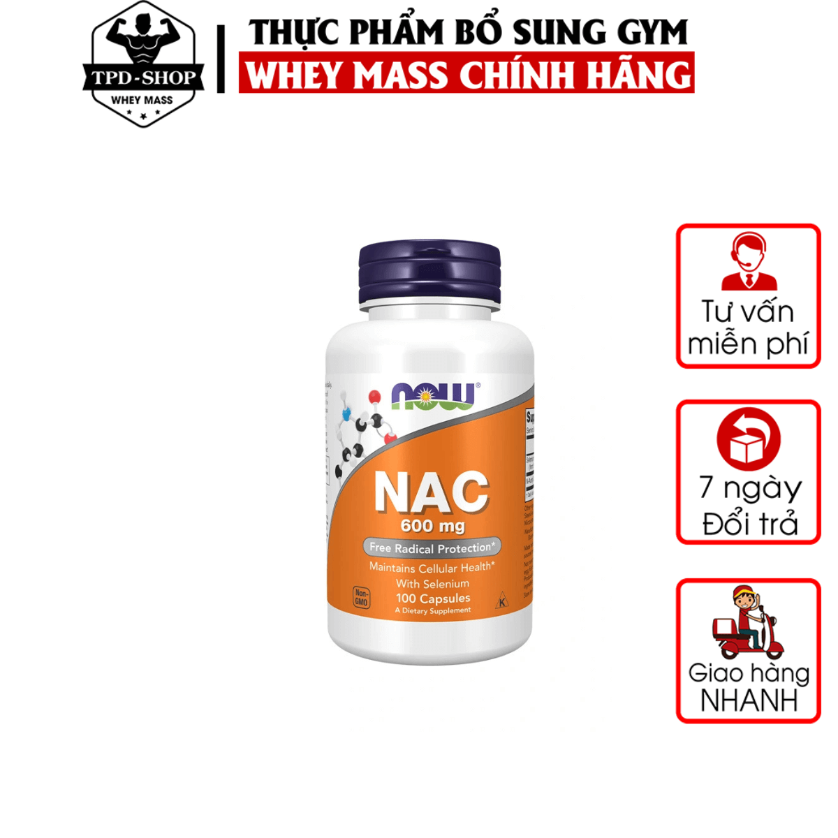 NOW NAC 600mg  – Bảo vệ gan & sức khỏe toàn diện